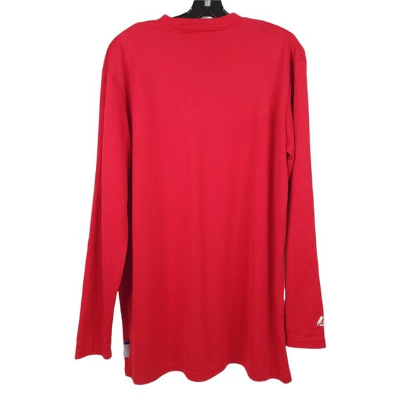 Majestic Cool Base Long Sleeve Shirt Mens Size L Pullover Red Baseball Athletic - Picture 2 of 9